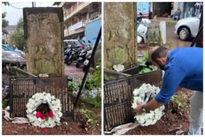Wreath Laid by Madganvcho Awaaz at Monument of Delay in Margao